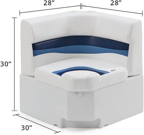 DeckMate Complete 28" Corner Classic Pontoon Boat Seat Bench and Base - Gray, Red and Charcoal in Saudi Arabia