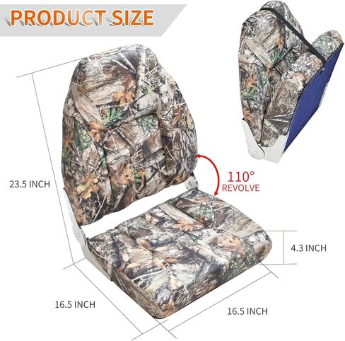 Boat Seats Low Back 2Pack, Folding Boat Seats Stainless Steel Screws Included, Waterproof Fold-Down Boat Captain Chairs. (camouflage) in Kuwait