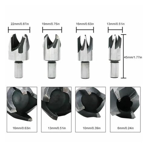 4 قطعة 6 مللي متر-16 مللي متر أربعة الأسنان مشطوب القواطع الكربون الصلب النجارة جولة عرقوب مثقاب مجموعة النجارة ثقب القاطع in Kuwait