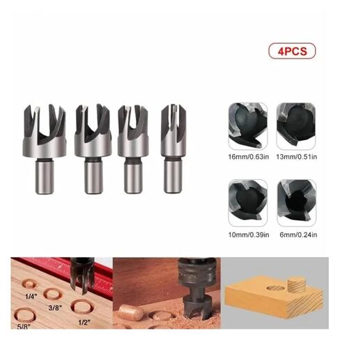 4 قطعة 6 مللي متر-16 مللي متر أربعة الأسنان مشطوب القواطع الكربون الصلب النجارة جولة عرقوب مثقاب مجموعة النجارة ثقب القاطع in Kuwait