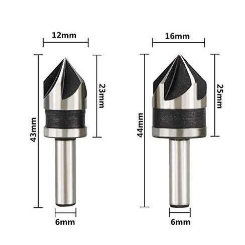 الشطب القاطع 2 قطعة 12 16 مللي متر 82 درجة الخشب المعادن ثقب القاطع 5 الناي ثقب الحفر غاطسة مثقاب الخشب in Kuwait
