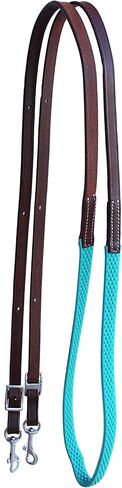 CHALLENGER Horse Western 8' Brown Leather Rubber Grip Contest Barrel Reins Teal 805LR13TL in Saudi Arabia