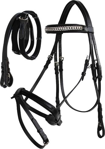 CHALLENGER Horse English Black All-Purpose Trail Pleasure Leather Bridle Reins 805EB07BK-F in Saudi Arabia