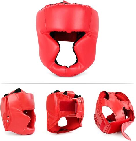 Kickboxing Headgear PU Leather MMA Sparring Helmet with Thick Foam Padding Full Coverage for Boxing Martial Arts Comfortable Adjustable Closure Lock Holes for Good Ventilation L in Kuwait