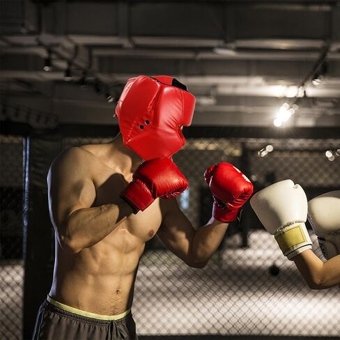 Kickboxing Headgear PU Leather MMA Sparring Helmet with Thick Foam Padding Full Coverage for Boxing Martial Arts Comfortable Adjustable Closure Lock Holes for Good Ventilation L in Kuwait