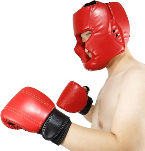 Kickboxing Headgear PU Leather MMA Sparring Helmet with Thick Foam Padding Full Coverage for Boxing Martial Arts Comfortable Adjustable Closure Lock Holes for Good Ventilation L in Kuwait