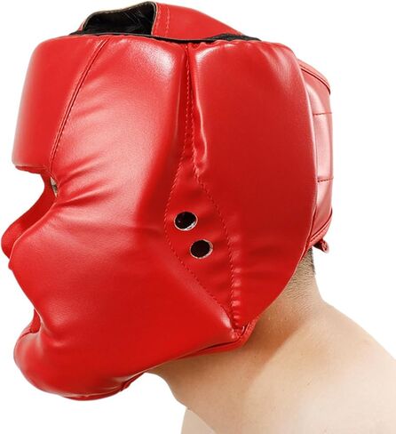 Kickboxing Headgear PU Leather MMA Sparring Helmet with Thick Foam Padding Full Coverage for Boxing Martial Arts Comfortable Adjustable Closure Lock Holes for Good Ventilation L in Kuwait
