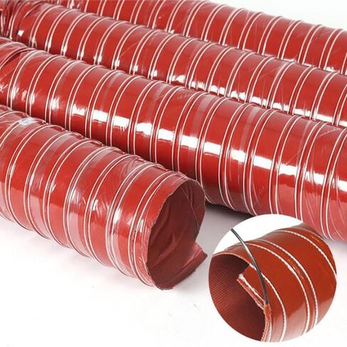 High-Performance Flex Duct - Heat Resistant Silicone Air Duct Hose for Brake Cooling & Industrial Exhaust - 8m (26.2ft) Red, 102mm (4 1/8") - Ideal for Fumes & Dryer Air Systems in Saudi Arabia