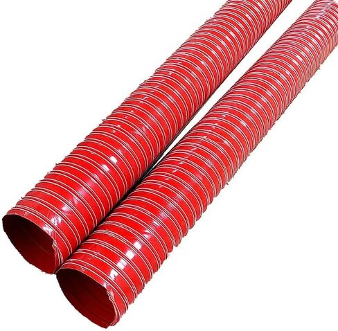 High-Performance Flex Duct - Heat Resistant Silicone Air Duct Hose for Brake Cooling & Industrial Exhaust - 8m (26.2ft) Red, 102mm (4 1/8") - Ideal for Fumes & Dryer Air Systems in Saudi Arabia