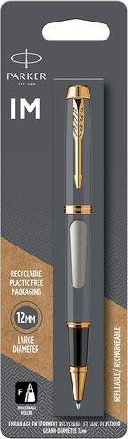 Parker IM Rollerball Pen, Premium Dark Espresso and Chrome Chiseled with Fine Point Black Ink Refill (1975545) in Saudi Arabia