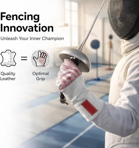 Leather Fencing Glove for Adults, Right Hand, Plastic Dot Anti Skid Design - Enhanced Grip, Flexible Fit, Ideal for Epee and Foil Training (M) in Kuwait