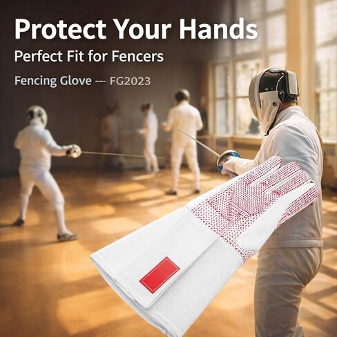 Leather Fencing Glove for Adults, Right Hand, Plastic Dot Anti Skid Design - Enhanced Grip, Flexible Fit, Ideal for Epee and Foil Training (M) in Kuwait