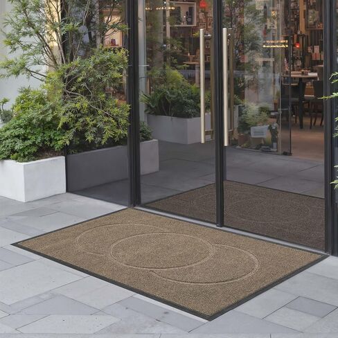 سجادة باب أمامية VEVOR، مقاس 47 × 35 بوصة، سجادة أرضية تجارية للداخلية والخارجية، سجادة عصرية أنيقة مع دعم TPE، سجادة صناعية شديدة التحمل قابلة للغسل للممر، الشرفة، المرآب، بني in Kuwait