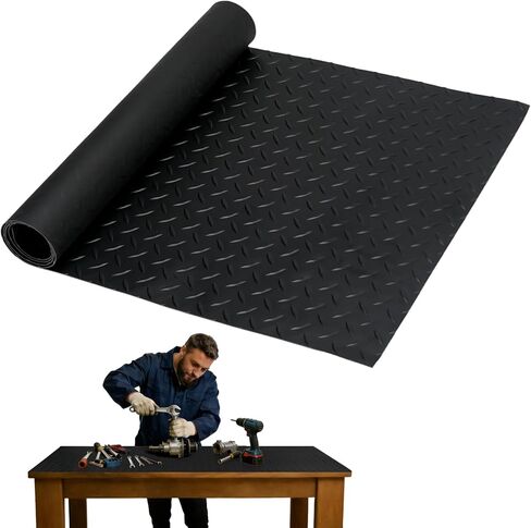 48" x 17" Work Bench Mat, Non-Slip Textured PVC Bench Pad, Enhanced 2 mm Thick Scratch-Resistant Tool Bench Liner for Woodworking, DIY, Garage & Tabletop Protection in Kuwait