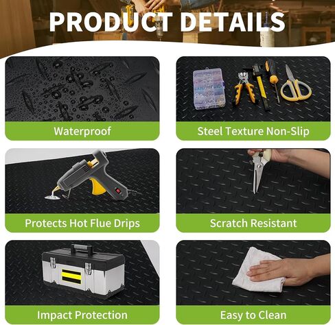 48" x 17" Work Bench Mat, Non-Slip Textured PVC Bench Pad, Enhanced 2 mm Thick Scratch-Resistant Tool Bench Liner for Woodworking, DIY, Garage & Tabletop Protection in Kuwait