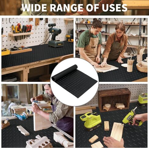 48" x 17" Work Bench Mat, Non-Slip Textured PVC Bench Pad, Enhanced 2 mm Thick Scratch-Resistant Tool Bench Liner for Woodworking, DIY, Garage & Tabletop Protection in Kuwait