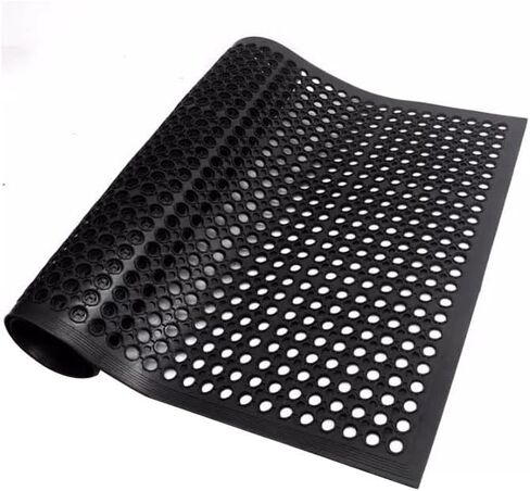 Commercial Rubber Floor Mats Matting 24x36In Indoor Outdoor Anti Fatigue Drainage Mat with Non-Slip Backing Commercial Kitchen Floor Mat for Restaurant Kitchen Bar Garden Wet Area(Black) in Kuwait