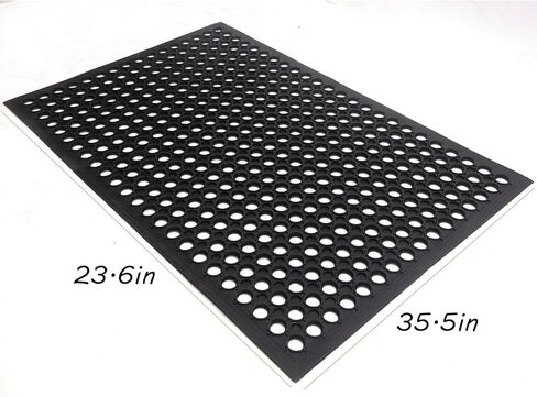 Commercial Rubber Floor Mats Matting 24x36In Indoor Outdoor Anti Fatigue Drainage Mat with Non-Slip Backing Commercial Kitchen Floor Mat for Restaurant Kitchen Bar Garden Wet Area(Black) in Kuwait