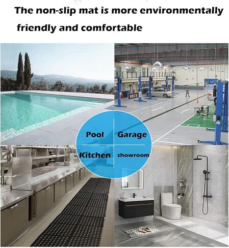 Commercial Rubber Floor Mats Matting 24x36In Indoor Outdoor Anti Fatigue Drainage Mat with Non-Slip Backing Commercial Kitchen Floor Mat for Restaurant Kitchen Bar Garden Wet Area(Black) in Kuwait