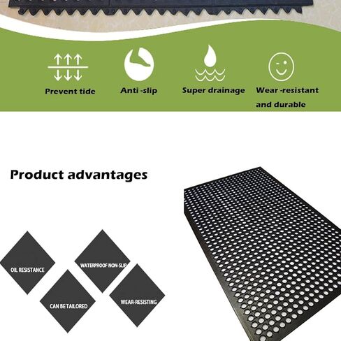 Commercial Rubber Floor Mats Matting 24x36In Indoor Outdoor Anti Fatigue Drainage Mat with Non-Slip Backing Commercial Kitchen Floor Mat for Restaurant Kitchen Bar Garden Wet Area(Black) in Kuwait