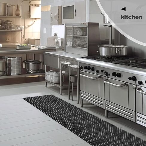 Commercial Rubber Floor Mats Matting 24x36In Indoor Outdoor Anti Fatigue Drainage Mat with Non-Slip Backing Commercial Kitchen Floor Mat for Restaurant Kitchen Bar Garden Wet Area(Black) in Kuwait