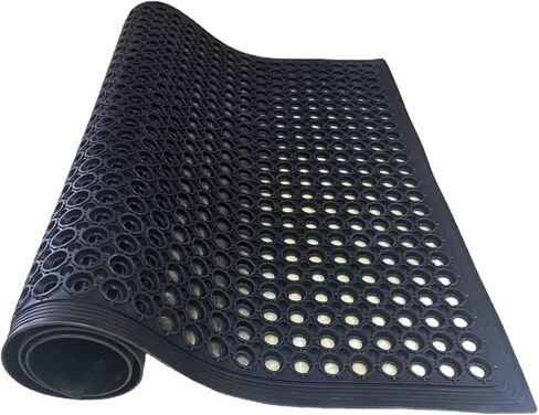 Commercial Rubber Floor Mats Matting 24x36In Indoor Outdoor Anti Fatigue Drainage Mat with Non-Slip Backing Commercial Kitchen Floor Mat for Restaurant Kitchen Bar Garden Wet Area(Black) in Kuwait