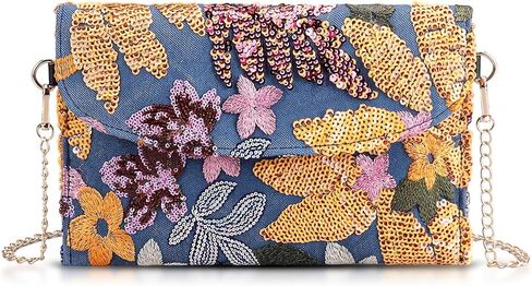Clutch Purses for Women, Envelope Package, Sequin Embroidered Flowers Cowboys Bag, Bohemian Handmade Handbags in Saudi Arabia