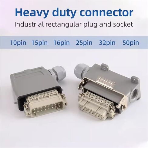Heavy Duty Connectors HA Screw Crimp Connector Top Side Out 10Pin 16Pin 32Pin Connector Weld-Free(Side Out,50P) in Kuwait