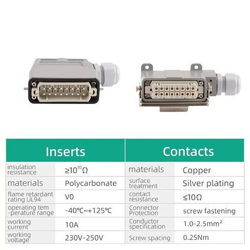 Heavy Duty Connectors HA Screw Crimp Connector Top Side Out 10Pin 16Pin 32Pin Connector Weld-Free(Side Out,15P) in Kuwait