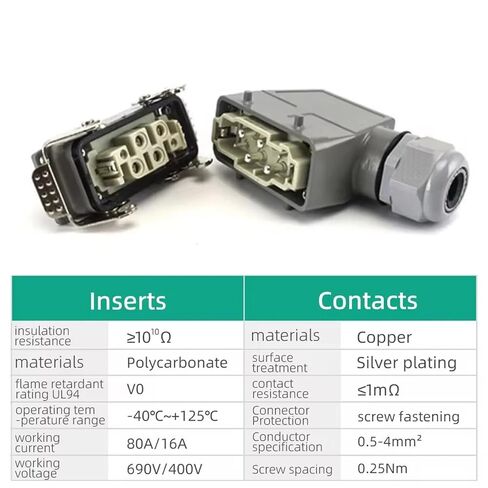 Heavy Duty Connector 4Pin 6Pin 12Pin 14Pin Multicore Wire Connector IP65 Waterproof and Socket Top Side Out(Elevated Side Out,6p) in Kuwait
