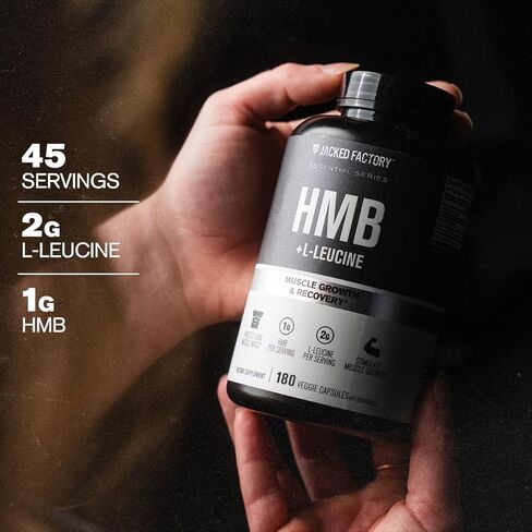 Jacked Factory HMB + Leucine Capsules - L-Leucine 2g, HMB 1g - Stimulate Muscle Growth, Protect Lean Muscle Mass, and Improve Athletic Performance - 180 Capsules in Kuwait