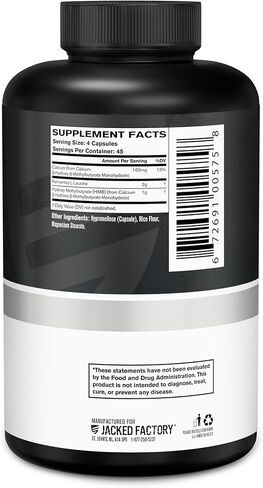 Jacked Factory HMB + Leucine Capsules - L-Leucine 2g, HMB 1g - Stimulate Muscle Growth, Protect Lean Muscle Mass, and Improve Athletic Performance - 180 Capsules in Kuwait