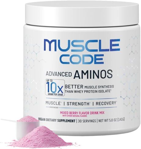 NAUTILUS Muscle Code مسحوق الأحماض الأمينية الأساسية، تخليق العضلات وإصلاحها وقوتها، نكهة التوت المختلطة الطبيعية - 30 حصة مدروسة سريريًا، 0 جرام سكر، كيتو، نباتي، خالي من الغلوتين، ومنتجات الألبان in Kuwait