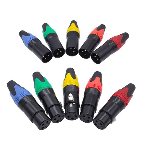5Pcs XLR Connector Black Audio Plugs Microphone 3pin Speaker Male & Female Colour Mic Connectors(Orange Male 5pcs) in Saudi Arabia