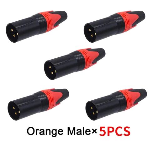 5Pcs XLR Connector Black Audio Plugs Microphone 3pin Speaker Male & Female Colour Mic Connectors(Orange Male 5pcs) in Saudi Arabia