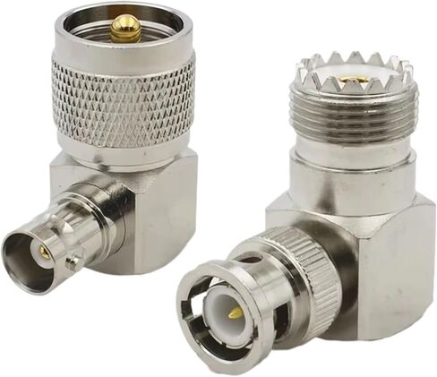 SO239 PL259 UHF ذكر أنثى إلى BNC موصل Q9 90 درجة الزاوية اليمنى محول محوري (Type2، 4PCS) in Saudi Arabia