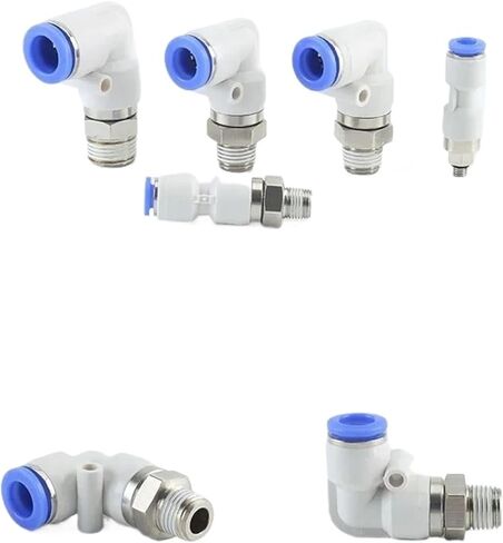Pneumatic Rotary Connectors Swivel Fittings 360° Rotation MaleThread M5 1/4 1/2 Hose Joint 6/8/10mm Revolute Connector 1Pcs(6-M5,NRL) in Saudi Arabia