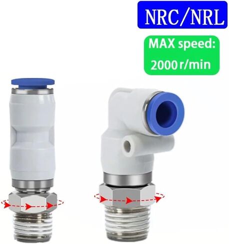 Pneumatic Rotary Connectors Swivel Fittings 360° Rotation MaleThread M5 1/4 1/2 Hose Joint 6/8/10mm Revolute Connector 1Pcs(6-M5,NRL) in Saudi Arabia