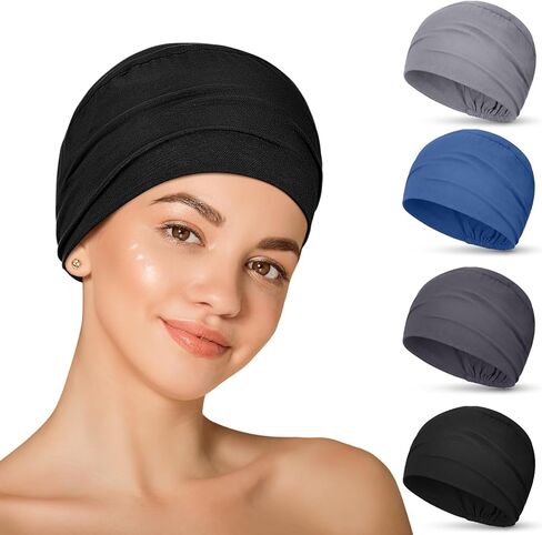 Zhengmy 4 Pcs Cotton Chemo Sleep Cap for Women, Soft Cancer Beanie Hat Headwear Turban Stretchy Skull Cap Hair Loss Head Wrap in Saudi Arabia
