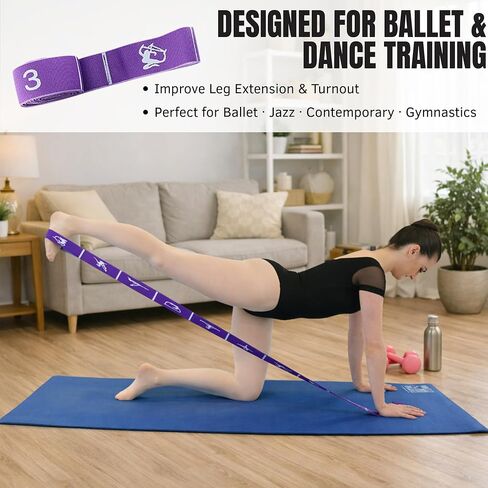 Danzcue Ballet Stretch Strap Set – Professional Dance Flexibility Trainer with Door Anchor, Extra Long Non-Slip Stretching Bands for Ballet, Jazz, Contemporary & Gymnastics in Saudi Arabia