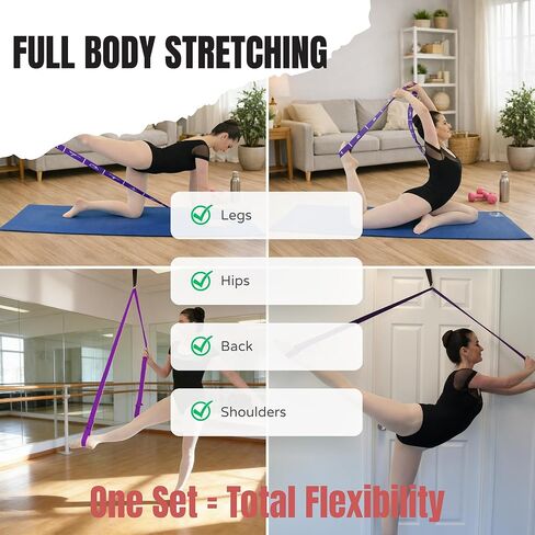 Danzcue Ballet Stretch Strap Set – Professional Dance Flexibility Trainer with Door Anchor, Extra Long Non-Slip Stretching Bands for Ballet, Jazz, Contemporary & Gymnastics in Saudi Arabia