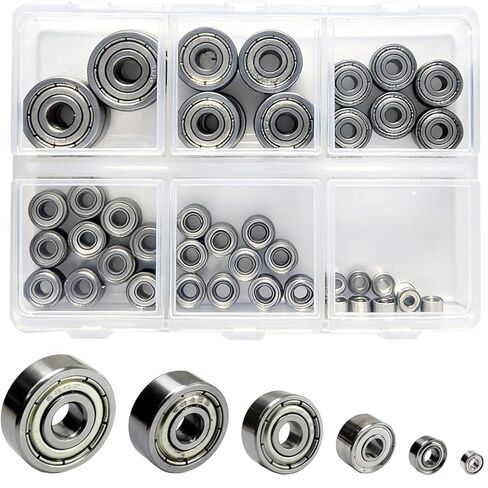 60 Pcs 6-Size 625ZZ 624ZZ 623ZZ 693ZZ 683ZZ 682ZZ Deep Groove Ball Bearings Kit, Miniature Bearings Assortment for Skateboards, Consumer Electronics - Double Shielded in Saudi Arabia