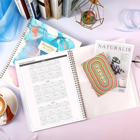 Planner 2026-2027 - Academic Planner 2026-2027, Jul. 2026 - June. 2027, 8" x 10", Planner Weekly and Monthly with Tabs, Planners 2026, 12 Month Calendar with Colourful Tabs, Twin-Wire Binding - Pink Marble in Kuwait
