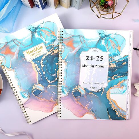 Planner 2026-2027 - Academic Planner 2026-2027, Jul. 2026 - June. 2027, 8" x 10", Planner Weekly and Monthly with Tabs, Planners 2026, 12 Month Calendar with Colourful Tabs, Twin-Wire Binding - Pink Marble in Kuwait