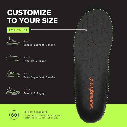 Superfeet All-Purpose Cushion Insoles for Active Lifestyle with Medium Arch Support & Adaptive Comfort Technology - Men 7.5-9 / Women 8.5-10 in Saudi Arabia