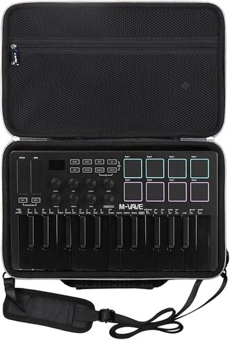 حافظة لجهاز تحكم لوحة المفاتيح M-VAVE 25 مفتاح USB MIDI - حقيبة تخزين واقية للسفر (أسود) in Saudi Arabia