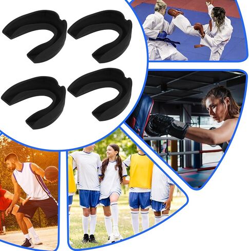 4 Pack Sports Mouth Guards Athletic Mouthpiece Sport Teeth Armor Gum Protector Bite Mouthguard for Football Soccer Boxing Hockey Karate Basketball Lacrosse Taekwondo Gear(Black) in Saudi Arabia