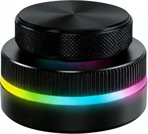 Customizable RGB Media Controller Knob, Dual Rotary Dials for Volume & Page Turning, 2.4G BT USB C Programmable Shortcut Device for PC Tablet in Kuwait
