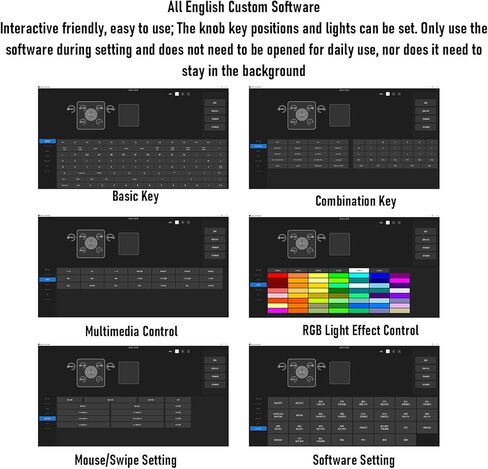 Customizable RGB Media Controller Knob, Dual Rotary Dials for Volume & Page Turning, 2.4G BT USB C Programmable Shortcut Device for PC Tablet in Kuwait