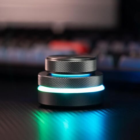 Customizable RGB Media Controller Knob, Dual Rotary Dials for Volume & Page Turning, 2.4G BT USB C Programmable Shortcut Device for PC Tablet in Kuwait